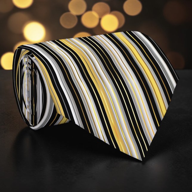 Striped Gold and Silver Necktie Krawatte (Von Creator hochgeladen)