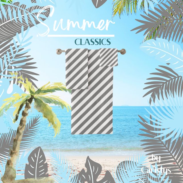 Striped grau badhandtuch set (Von Creator hochgeladen)