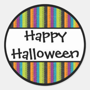 Striped Happy Halloween Runder Aufkleber