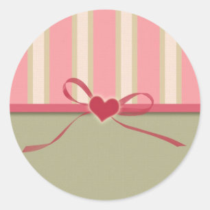 Striped Heart and Ribbon Valentine's Day Sticker