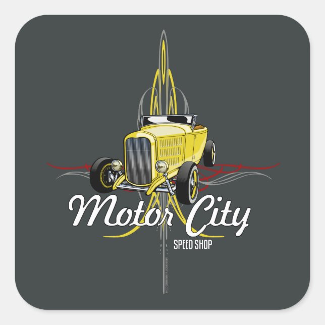 Striped Hi-Boy Roadster Toolbox Decal Quadratischer Aufkleber (Vorderseite)