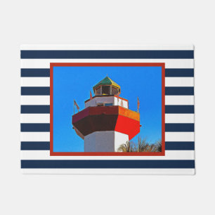 Striped Hilton Head Island Harbour Town Leuchtturm Fußmatte