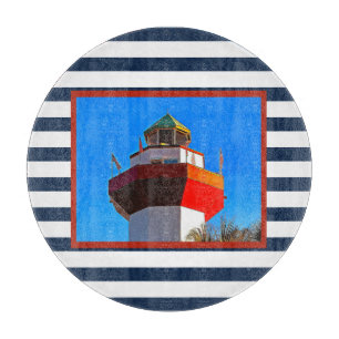 Striped Hilton Head Island Harbour Town Leuchtturm Schneidebrett