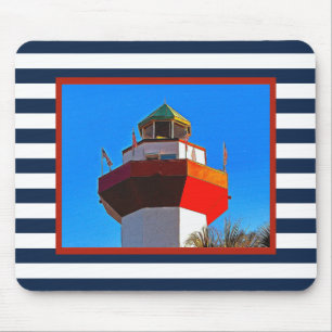 Striped Hilton Head Island Harbour Town Lighthouse Mousepad