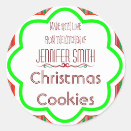 Striped Holiday Weihnachtsbäckerei Backkochswap Runder Aufkleber