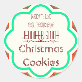 Striped Holiday Weihnachtsbäckerei Backkochswap Runder Aufkleber