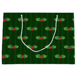 Striped Holly Berries Große Geschenktüte