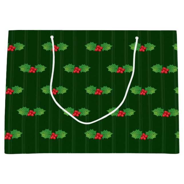 Striped Holly Berries Große Geschenktüte (Vorderseite)