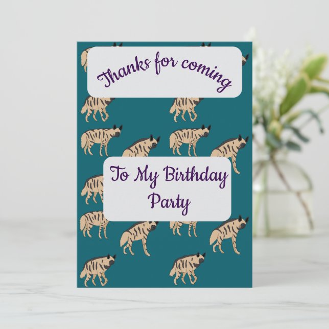 Striped Hyenas Thank you Card Einladung (Stehend Vorderseite)