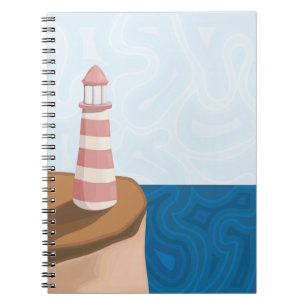 Striped Lighthouse Landscape Notebook Notizblock