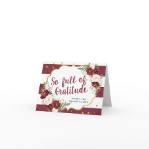 Striped Marsala Floral Wedding Danke Karte