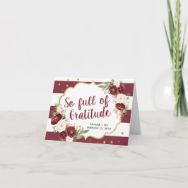 Striped Marsala Floral Wedding Danke Karte