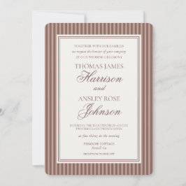 Striped Mocha Brown Espresso Martini Wedding Einladung