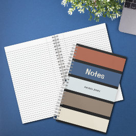 Striped Monogrammed Full Name Notes Notizbuch