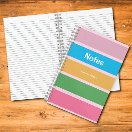 Striped Monogrammed Full Name Notes Notizbuch