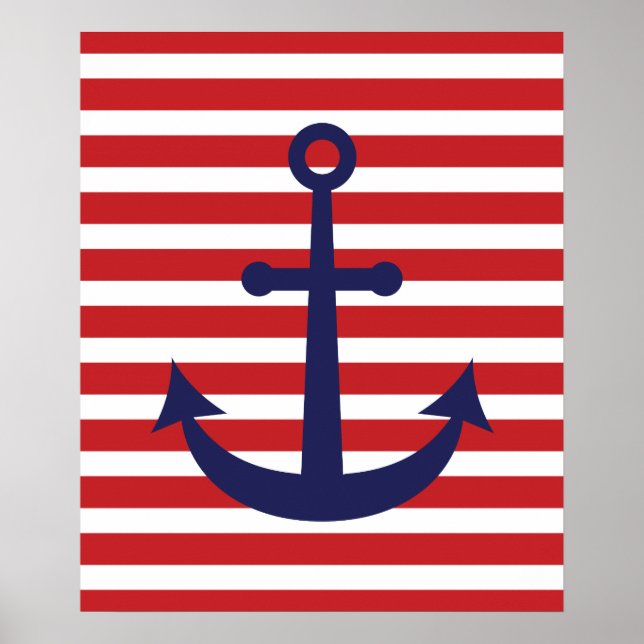 Striped Nautical Anchor Poster (Vorne)