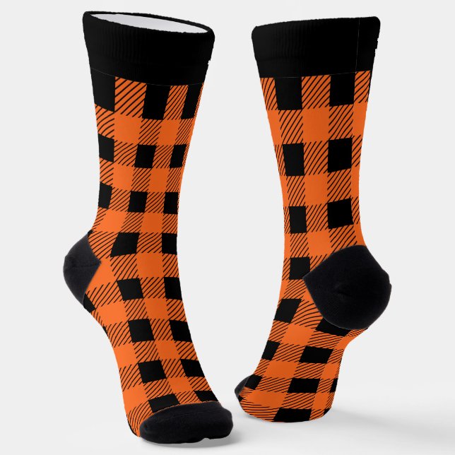 Striped Orange and Black Halloween Socken (Gewinkelt)