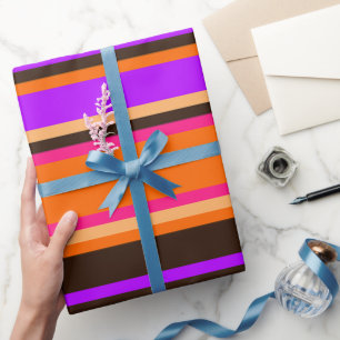 Striped Orange, Magenta & Lila moderne Geschenkwra Geschenkpapier