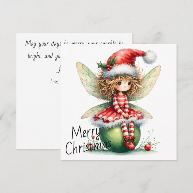 Striped Ornament Fairy – Holiday Card (Vorne/Hinten)