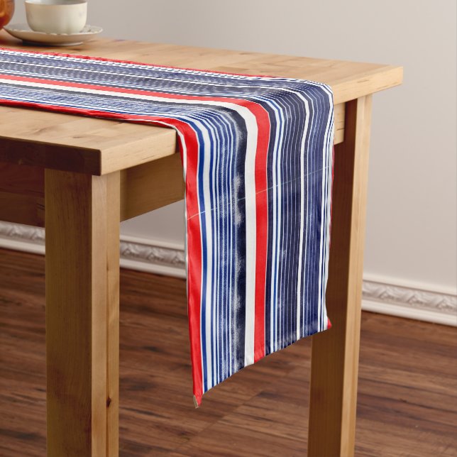 Striped pattern, blue, red and white coffee Mug Mittelgroßer Tischläufer (Beispiel)