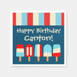 Striped Popsicle Personalisiertes Party Napkins Serviette