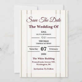 Striped Preppy Modern Wedding Save The Date
