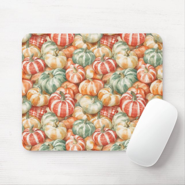 Striped Red White Green Pumpkins Mousepad (Mit Mouse)