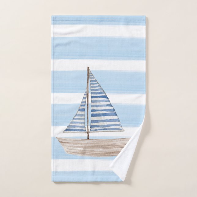 STRIPED SAILBOAT HAND TOWEL HANDTUCH (Handtuch)