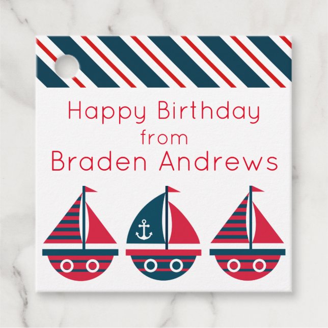 Striped Sailboats Geschenktasten Geschenkanhänger (Vorderseite)