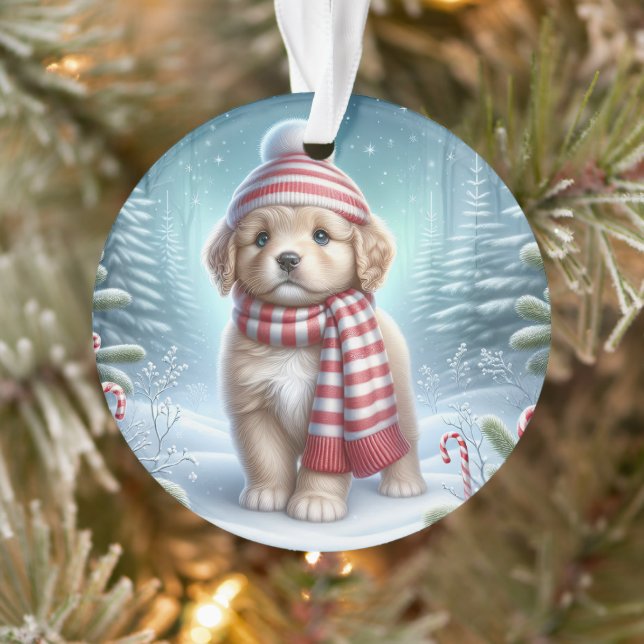 Striped Scarf Puppy & Candy Cane Glow  (Arbre)