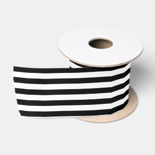 Striped Schwarz-weiß Ribbon 10 Yards Spool 3" Wdt Satinband