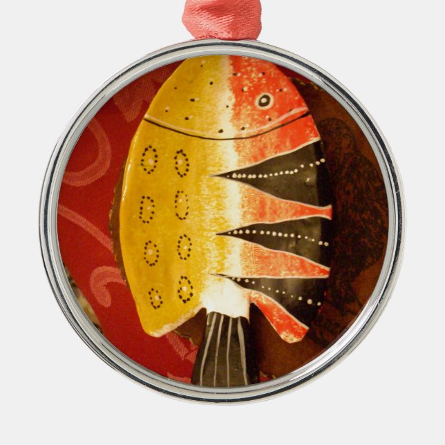 Striped Sensation Tiger Barb Fish Art Print Ornament Aus Metall (Vorne)
