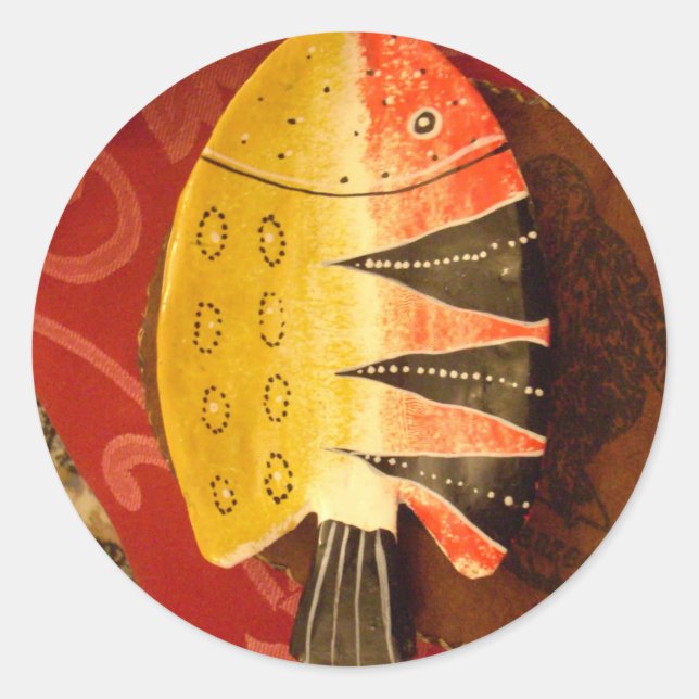 Striped Sensation Tiger Barb Fish Art Print Runder Aufkleber (Vorderseite)