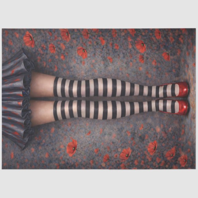 Striped Stockings Red Heels Decoupage Paper Seidenpapier (Vorderseite)