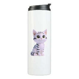 Striped Tabby Kawaii Thermosbecher
