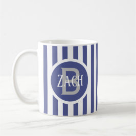 Striped Template Blue C49 Kurz Name Initial Kaffeetasse