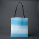 Striped Tote Bag Tasche<br><div class="desc">This tote bag is shown with a cute striped print.
Turquoise Blue color stripes.
Customize this item or buy as is.



Licensed Print</div>