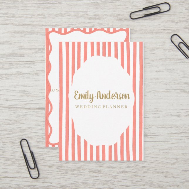 striped whimsical business card visitenkarte (Vorderseite/Rückseite Beispiel)