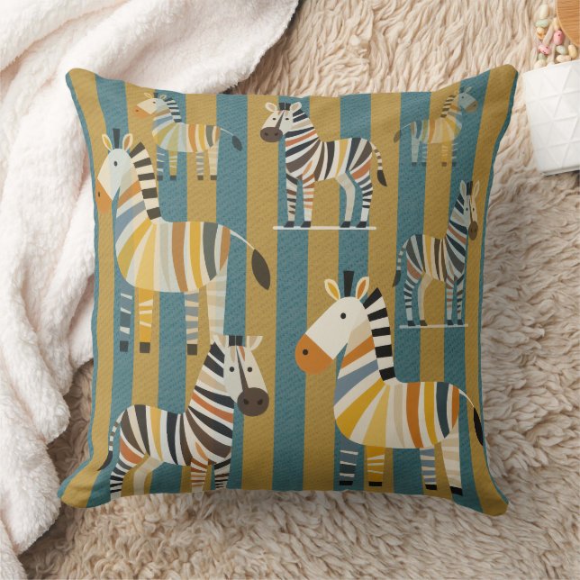 Striped Zebra Kids Throw Pillow Kissen (Decke)