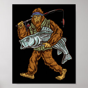 Striper-Angeln Bigfoot Gestreifter B Angler Poster