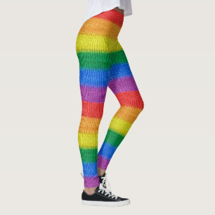 Stripes aus Stricken mit Regenbogenfarben nahtlos  Leggings