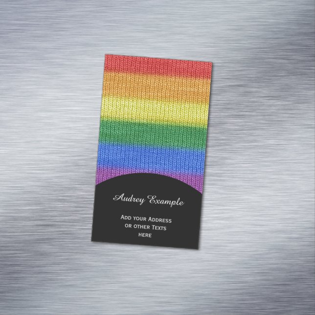 Stripes aus Stricken mit Regenbogenfarben nahtlos  Magnetische Visitenkarte (Beispiel)