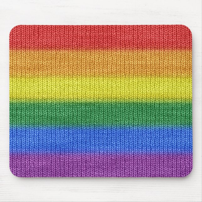 Stripes aus Stricken mit Regenbogenfarben nahtlos  Mousepad (Vorne)
