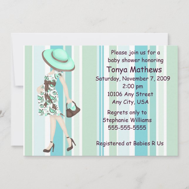 Stripes Baby Shower Invitation (CA) Einladung (Vorderseite)