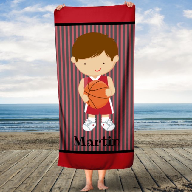 Stripes Basketball Garçons Enfants Serviette perso (Créateur téléchargé)