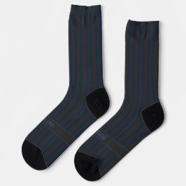 Stripes, blue on dark grey, serious classic socken