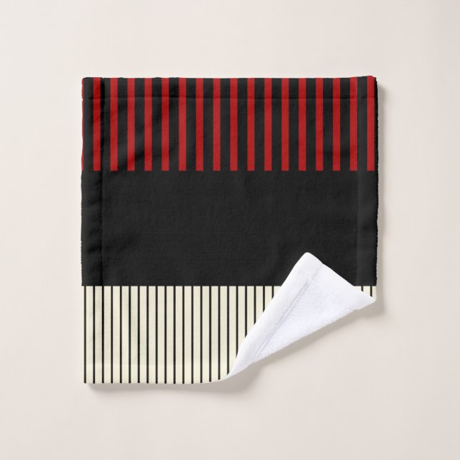 Stripes Color Pop - Rouge & Crème (Gant de toilette)