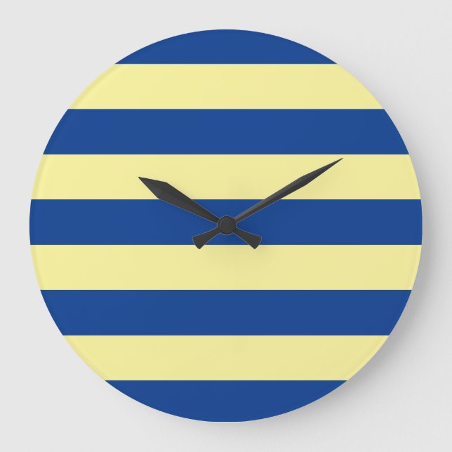STRIPES einstellbares Blau Große Wanduhr (Vorderseite)