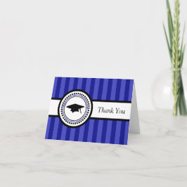 Stripes Graduation Cap Dankeschön Karte (Navy Blue