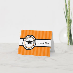 Stripes Graduation Cap Dankeschön Karte (Orange)
